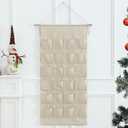 MONOBLANKS Fabric Christmas Advent Calendar with Pockets,Reusable Natural 24 Days Countdown Advent Calendar Hanging Storage Bag for Xmas Holiday Home Wall Decoration (Natural)