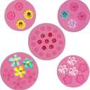 5Pcs Rose Flower Silicone Candy Molds, Mini Daisy Fondant Chocolate Molds Kit Cupcake DIY Chocolate Fondant Candy Cookies Crafting Party Wedding Cake Sugar Dessert Decorating Baking Mold (Pink)