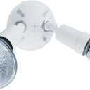 Lithonia Lighting Outdoor Flood Light Fixture, Adjustable Twin Par Flood Light Holder for Safety and Security, 120 Volts, Uses 2 Lamps Up to 150W (Not Included), White (OFTH 300PR 120 WH M12) (1 Count (Pack of 1))