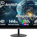 ArcticPro 27 Inch Monitor 144Hz, FHD 1080p Computer Monitor, IPS Gaming Monitor, Adaptive Sync, 110% sRGB, 1ms, 3-Sided Frameless, Ultra Slim, VESA Mountable, Anti-Blue Light Design, HDMI, DP
