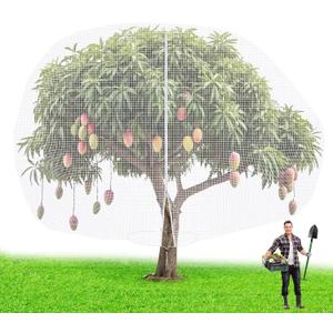 12 x 16 ft Large Fruit Tree Netting for Protecting Fruit from Squirrels Birds Bug Deer & Rat Garden Mesh Netting with Zipper and Drawstring Heavy Duty Tree Covers for Garden Bushes