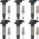 ECCPP UF553 6 ignition coils with 6 iridium Spark Plugs for ford for Lincoln Edge Flex F150 Explorer Fusion Taurus MKS MKX MKZ CX-9 3.5L 3.7L V6 2007-2017 DG-520 UF553 UF-553