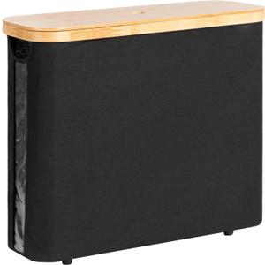StorageWorks Toilet Paper Storage Basket, Papers Container with Bamboo Lid, Medium Toilets Holder for Up to 9 Mega Rolls, Organizer for Bathroom, Black, 1 Pack
