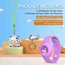 2Pack for Air Tag Bracelet & Airtag Necklace, Cute Wristband Air tag Holder Kids Hidden Soft Silicone AirTag Accessories Compatible with Apple AirTag for Child, Waterproof, Adjustable (Cow+Unicorn)