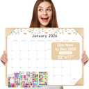 Gannyfer Desk Calendar 2026 with Desktop Mat, Simplified Large 22" x 17" Desktop Pad Calendar, 18 Month Desk Calendar, Use Now to Dec 2026, Office Supplies Perfect for Home School and Office - Apricot(6 Stickers Included)