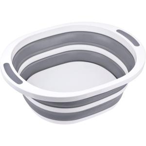 Collapsible Dishpan 7.5L Plastic Sink Dish Basin Cutting Board Foldable Food Tub for BBQ Picnic Camping Portable Washing Dishes Basket Space Saving Gray