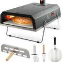 AJinTeby Outdoor Gas Pizza Oven, Portable Propane Pizza Maker with Stone Baffle Door Peel and Cutter Gas Cooker, Pizza Grilling Stove for Outdoor Indoor Kitchen, Black