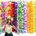 24pcs Leis for Luau Party, Hawaiian Leis Bulk Decorations Silk Flower Necklace, Colorful Tropical Hawaiian Bulk Hula Dance Party Decor, Flower Leis Summer Beach Pool Party Decorations Favors Supplies