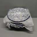 Selamica Ceramic 30oz Large Pasta Salad Bowls 8 Inch Wide and Shallow Soup Bowls, Stackable, Microwave and Oven Safe, Set Of 6, Vintage Blue