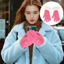 Women's Winter Gloves Touchscreen, Thermal Warm Knit Gloves for Cold Weather, Fur Windproof Cuff