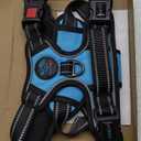 PHOEPET No Pull Dog Harness Medium Reflective Front Clip Vest with Handle,Adjustable 2 Metal Rings 3 Buckles,[Easy to Put on & Take Off](M, Blue)