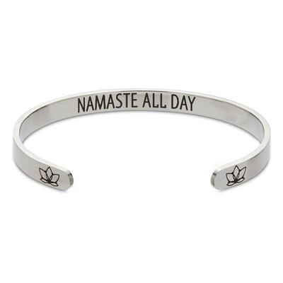 Zodaca Inspirational Cuff Bracelet Bangle, Namaste All Damn Day (2.6x2 In)