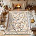 Washable Rugs 6x9 Non Slip Area Rug - Large Boho Floral Carpet for Living Room Bedroom Dining Room Kids Playroom Home Decor Carpet (Multi 38)