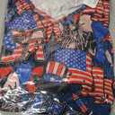 American Flag Shirts Women Veterans Day USA T Shirt Long Sleeve Patriotic Proud Memorial Christmas V Neck Tops (M)