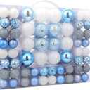 87ct Christmas Ball Ornaments Set Shatterproof Seasonal Hanging Decorations with Reusable Hand-held Gift Package for Xmas Tree Holiday Party and Home Decor, Airy Blue