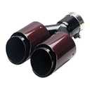 A-KARCK Carbon Fiber Exhaust Tip 2.5" Inlet to Dual 3.5" Outlet, High Temperature Resistance 9.8" Long Stainless Steel Tailpipe tip (Black Pipe and Red Shell)