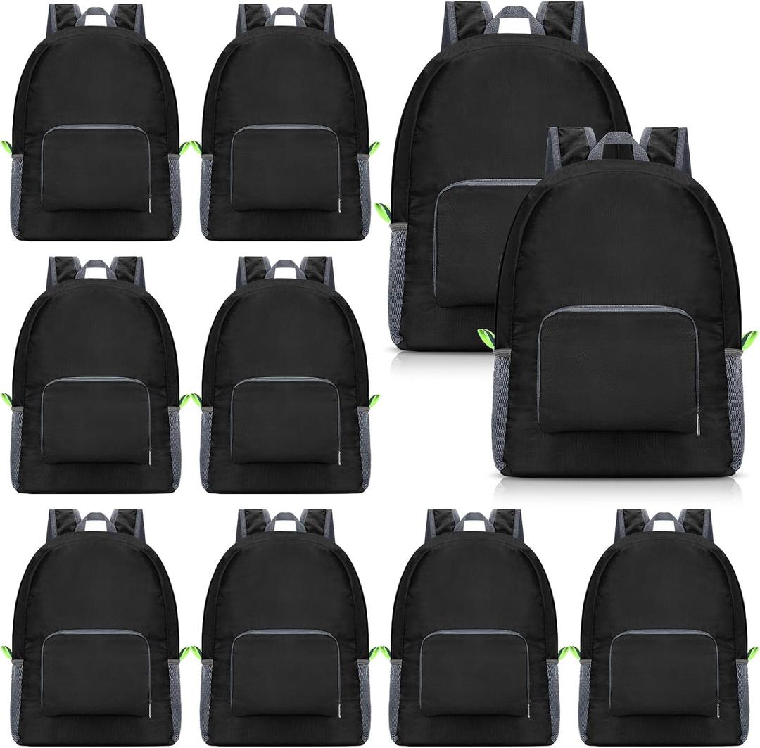 Jexine 10 Pcs Backpacks in Bulk 16.5 Inches Back Pack Basic Backpack for Adult Lightweight Outdoor Travel Book Bags(Black)