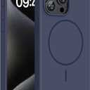 Miracase Magnetic for iPhone 15 Pro Max Case, [Soft Anti-Scratch Microfiber Lining], Compatible with MagSafe, Liquid Silicone Case Shockproof Drop Protection Phone Case for 15 ProMax, Dark Blue