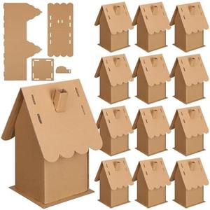 Cholemy Christmas Gingerbread House Cardboard House Crafts Bulk Make a Gingerbread Cardboard Novelty Holiday Crafts for Christmas Winter Family DIY Decors (Cute)