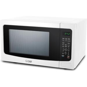 Commercial Chef 1.6 Cubic Foot Microwave with 10 Power Levels, Small Microwave with Push Button Child Safety Lock, 1100 Watt Microwave with Digital Control Panels, Countertop Microwave & Timer, White