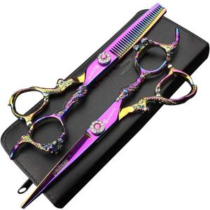 Purple Professional Hairdressing Scissors Hairdresser Hairstylist Cutting Hair & Thinning Hairdressing Scissor (6-inch 2pc)
