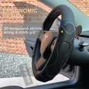 PINCTROT Comfy Grip Steering Wheel Cover for Tesla Model Y/3 2016-2025 2026 Standard/Highland/Juniper, D Shaped 14 Inch Small Sized, Flat Bottom with 3D Honeycomb Anti-Slip Design (Comfy Grip Black)
