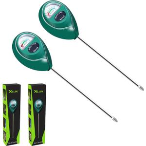 XLUX Soil Moisture Sensor Meter Water Monitor, Hygrometer for Gardening, Farming, Plants, No Batteries Required, 2 Pack