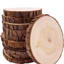 Unfinished Natural with Tree Bark Wood Slices 10 Pcs 4.2-4.7 inch Disc Coasters Wood Coaster Pieces Craft Wood kit Circles Crafts Christmas Ornaments DIY Crafts with Bark for Crafts Rustic Wedding