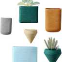 Purzest Ceramic Hanging Planters Geometric Wall Decor Container Flower Pot Holder Great for Succulent Plants, Air Plant, Mini Cactus, Faux Plants (Set of 6)