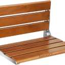 18" Teak Folding Shower Seat Wall Mounted,Fold Down Shower Bench for Small Shower Space, Home Care Teak Wood Stool for Inside Shower,Pregnants-Maximum Load 400lb (Yellow&Silver)