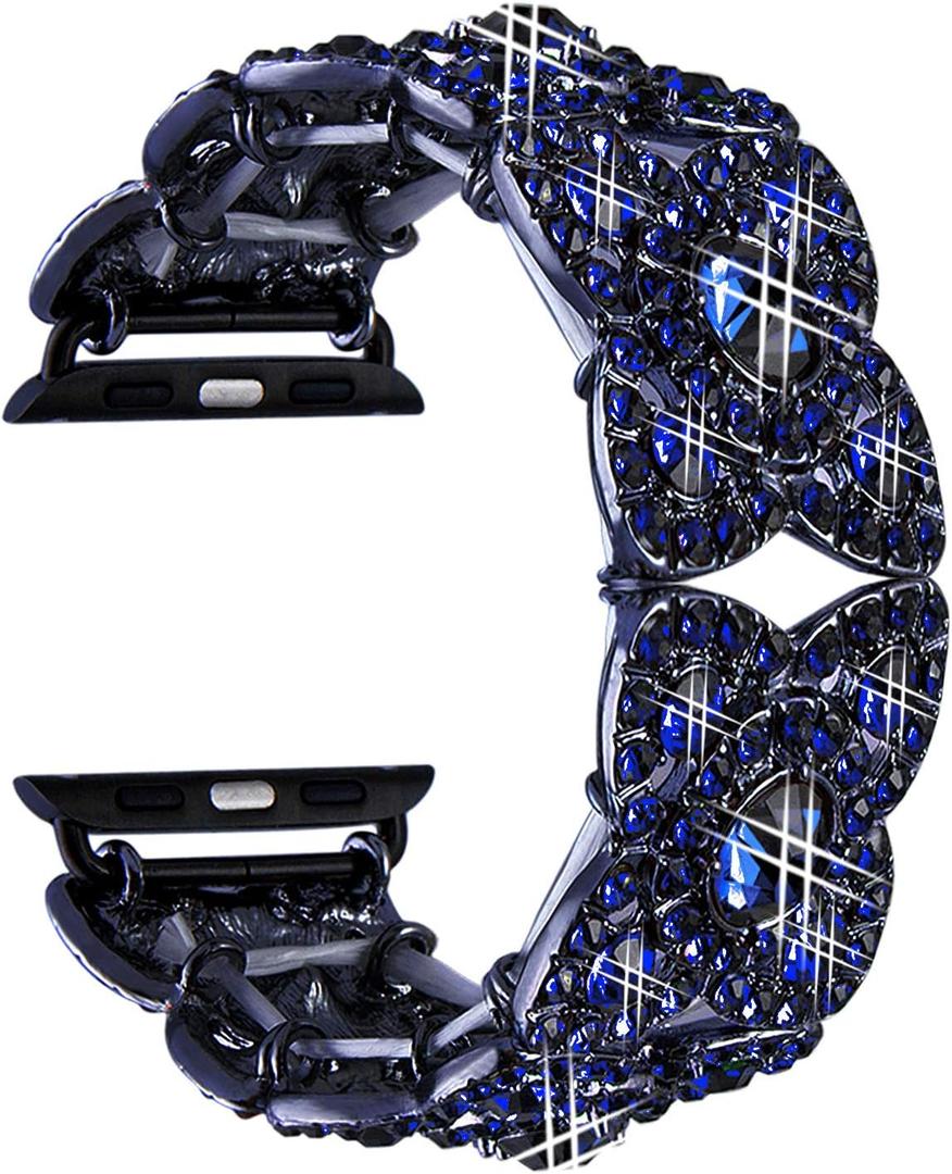 VIQIV Bling Bands for Compatible with Apple Watch 38/40/42/44/41/45/46/49mm Ultra Iwatch Series 11 10 9 8 7 6 5 4 3 SE SE2, Diamond Rhinestone Stainless Steel Metal Bracelet Wristband Strap for Women