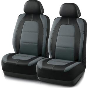 Road Comforts Car Seat Cover, Front Leather Car Seat Covers, Automotive Low Back Sport Car Seat Covers, Airbag Compatible, Universal Fit for Most Cars, SUVs, Trucks and Vans