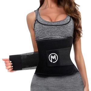 MERMAID'S MYSTERY Waist Trimmer for Women and Men - Sweat Bands for Stomach - Sweat Belt for High-Intensity Training Workouts (Black)