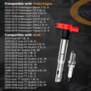 UF529 Ignition Coil Packs & Spark Plugs (Set of 4), Compatible with 2005-2016 Volkswagen Tiguan/Jetta/CC/GTI/Passat, Audi A4/A5/Q5/A3/TT & More 2.0L 2.0T Replaces# 06E905115E, UF-529, 06E905115A