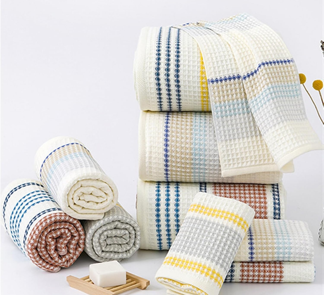 Cotton Hand Towels 5 Pack Absorbent Soft Towel Set Stripes Simple Fashion for Pool Gym Bathroom Blue  5 PCS