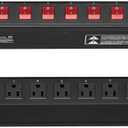 Happybuy 1U PDU, 10 Outlets Rack Mount Power Strip for Standard 19" Server Racks, Independent Switch, Surge & Overload Protection, 110-125V/15A, Ideal for Home & Office