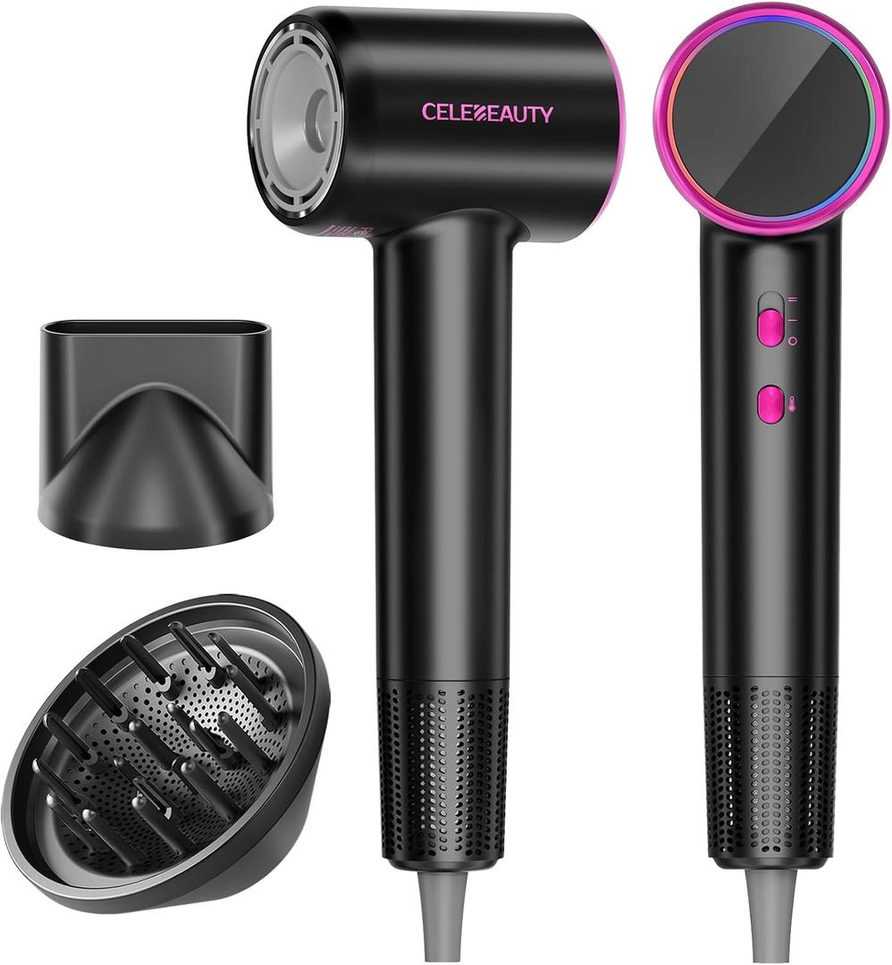 Hair Dryer Blow Dryer with Magnetic Diffuser & Nozzle, 110000 RPM Brushless Motor Ionic Hairdryer for Fast Drying & Frizz Control, Lightweight Low Noise Blowdryer for Home Travel Salon, All Hair Types
