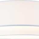 16.5"x16.5"x8.5"H Large Premium Double Drum Linen Shade with Bonus 7" Harp & Finial for Table or Floor Lamp-Pure White