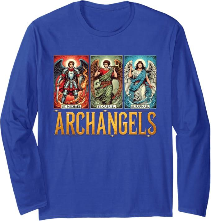 Saint Michael Catholic Archangels Biblical Long Sleeve T-Shirt (M)
