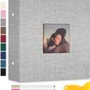 Zesthouse Photo Album Self Adhesive with Picture Display Window, 3-Ring Scrapbook Albums 60 Pages Holds 8x10 5x7 4x6 Photos, DIY Photo Book Ideal Gift for Family Wedding Baby (Grey)