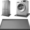 Silicone Fridge & Washing Machine Mat 27"x27"x0.8" Non-Slip Spill-Proof Floor Protector with Raised Edges for Mini Fridge, Dishwasher, Pet Bowls, Dark Gray
