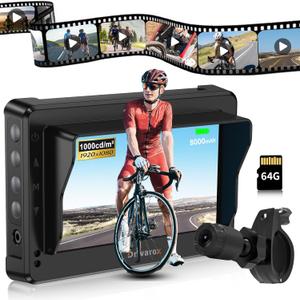 Bicycle Rear View Camera with Loop Recording, 4.3'' 1080P Sunshade Monitor &110 Wide Angle, 8000mAh Battery, 64GB TF Card, Compatible with Bicycle, Mountain, Road Bike