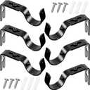 6 Pieces Curtain Rod Brackets General Adjustable Curtain Rod Holder Wall Bracket Hooks Outside Mounted Blinds Curtain Rod Bracket with Screws for 1 Inch Diameter Curtain Rod (Black)