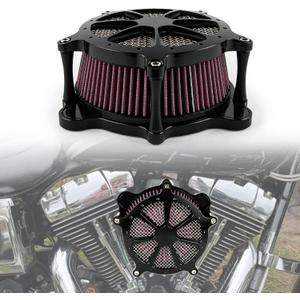 PSLER Air Cleaner Intake Filter System Kit Contrast Cut for Twin Cam EVO Dyna FXR Softail 1993-2015 and Touring Road King Electra Glide Street Glide 1993-2007 (Red)