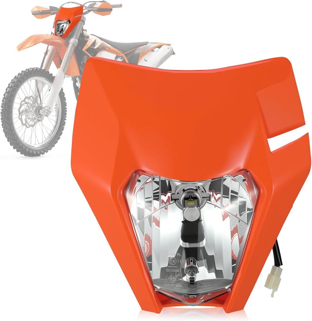 AnXin Dirt Bike LED Headlight Universal for EXC SX SXF EXC XC XCF XCW XCFW 50-525 2016-2025 Supermoto Enduro Orange