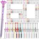 Zhehao 60 Pcs Big Crystal Diamond Pens Bulk Bling Ballpoint Rhinestone Pen Black Ink Glitter Bridal Shower Decor for Women School Office Supplies Christmas Wedding Birthday Present(Multicolor)