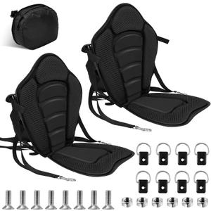 Lewtemi 2 Pack Kayak Seats with Back Support Adjustable Sit on Top Padded Boat Seat with Detachable Storage Bag and 8 Fixed D Ring and Screws