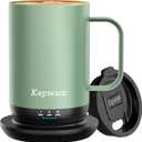Kepwam Self-Heating Coffee Mug T1, 16oz Rechargeable Heated Coffee Mug, Smart Coffee Warmer Mug with App-Controlled,Advanced Temperature-Controlled Heating Coffee Gifts for Women Men Coffee Lover (Sage Green)