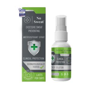 NO SWEAT Maximum Strength Antiperspirant Spray, Strong Deodorant for Excessive Sweating & Hyperhidrosis Treatment, Lasts up to 7 Days -50ml) Packing May Vary