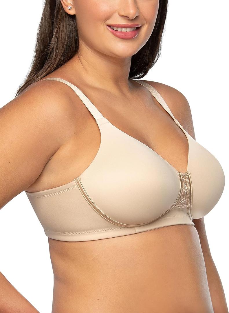 Vanity Fair Women's Full Figure Beauty Back Smoothing Bra, 4 Way Stretch Fabric, Lightly Lined Cups up to H (36D, Wirefree - Beige)
